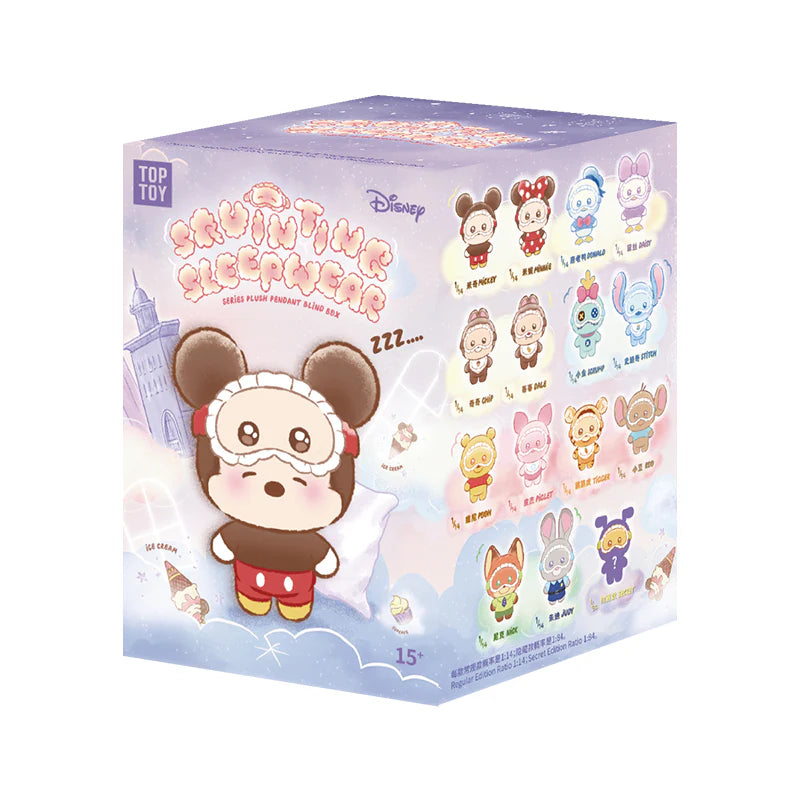 TOP TOY x Disney Squinting Sleepwear Series Plush Keychains Blind Box