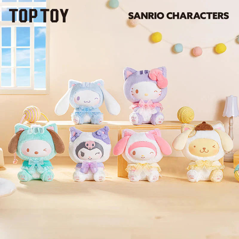 TOP TOY Sanrio Charaters Play with Kittens Series Plush Keychains Gift Blind Box