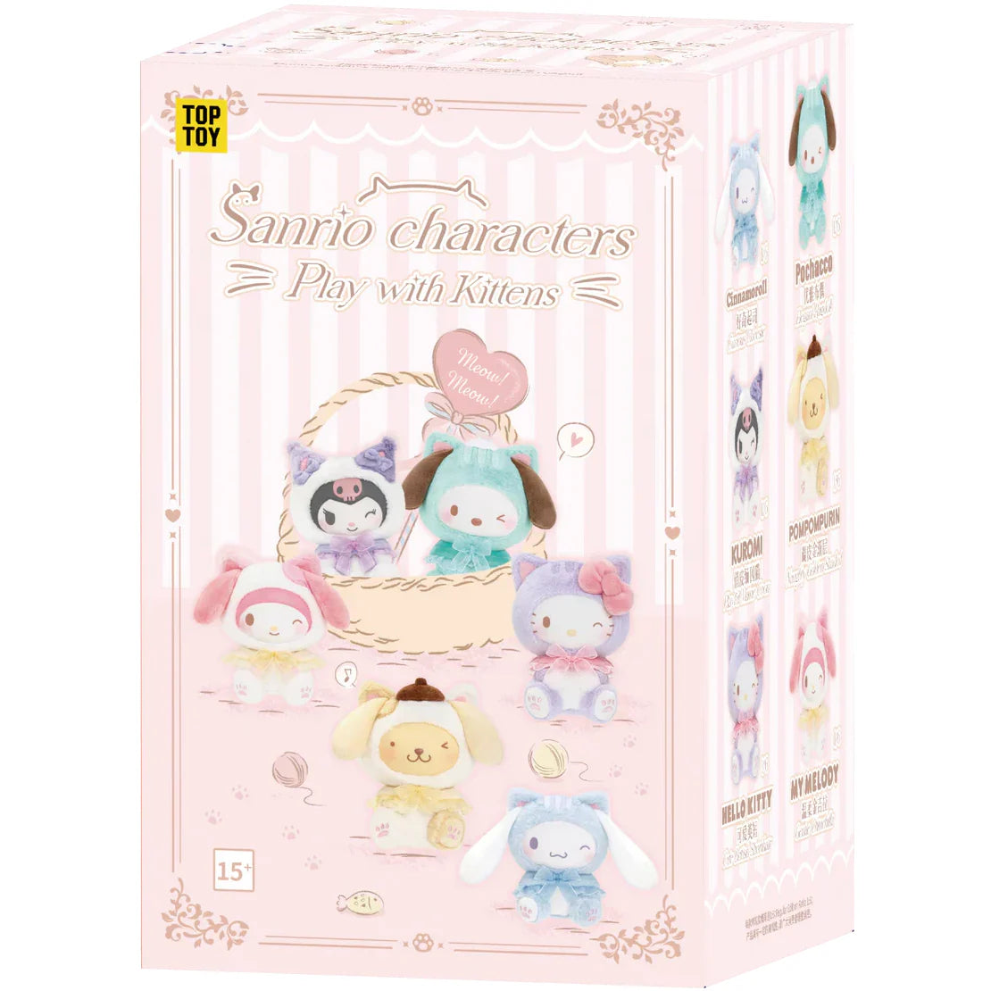 TOP TOY Sanrio Charaters Play with Kittens Series Plush Keychains Gift Blind Box